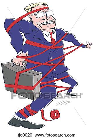 businessman caught in red tape View Large Illustration Clipart - businessman caught in red tape. Fotosearch