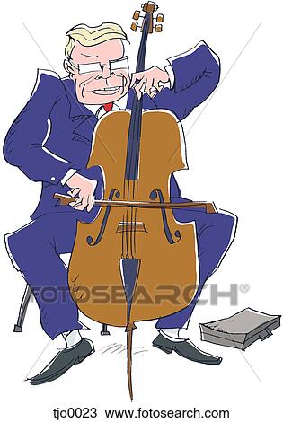 businessman playing a cello View Large Illustration Drawing - businessman playing a cello. Fotosearch