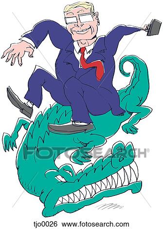 businessman riding a crocodile View Large Illustration Stock Illustration - businessman riding a crocodile. Fotosearch