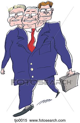 three headed businessman View Large Illustration Stock Illustration - three headed businessman. Fotosearch