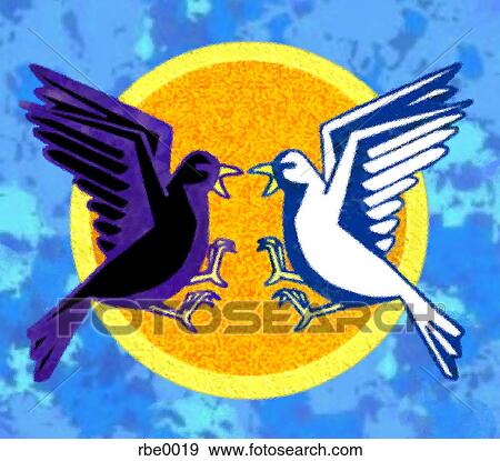 dark dove vs. white dove View Large Illustration Stock Illustration - dark dove vs. white dove. Fotosearch