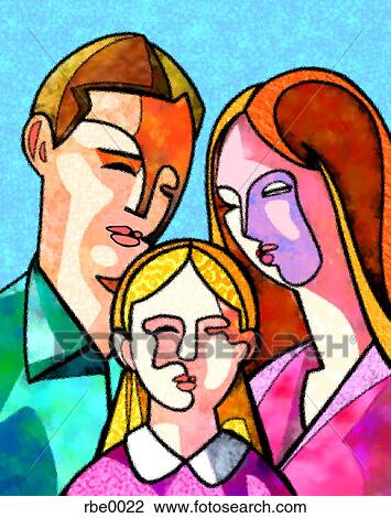 Drawing - family of three. Fotosearch