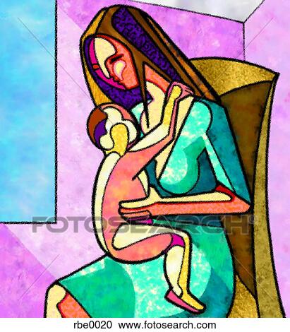 Clipart - mother and child. Fotosearch