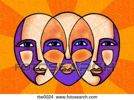Stock Illustration - three faces united. Fotosearch