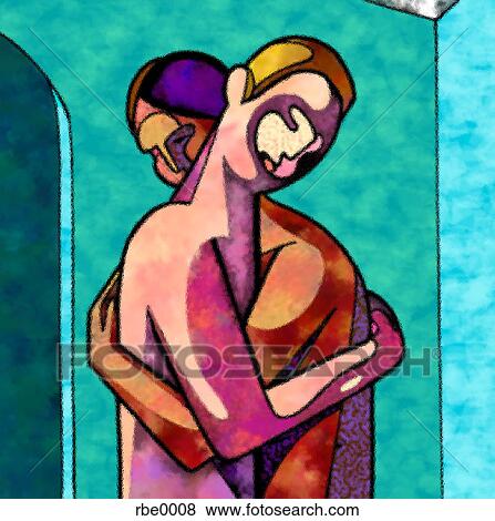 Stock Illustration - two people hugging. Fotosearch