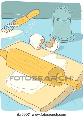 rolling pin and dough View Large Illustration Stock Illustration - rolling pin and dough. Fotosearch