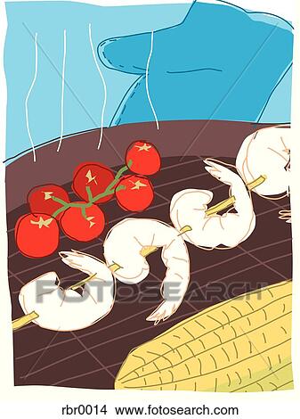 shrimp skewers View Large Illustration Stock Illustration - shrimp skewers. Fotosearch