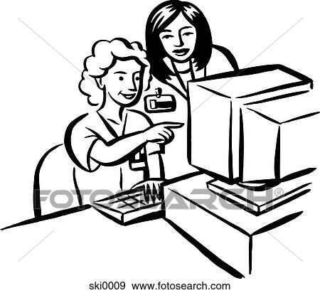 Stock Illustration - data entry b&w. Fotosearch