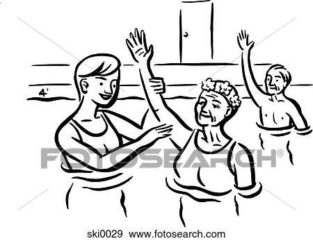 Stock Illustration - water aerobics b&w. Fotosearch