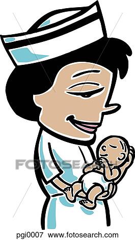 Nurse with baby View Large Illustration Stock Illustration - Nurse with baby. Fotosearch