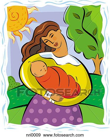 Stock Illustration - Mother holding her baby. Fotosearch