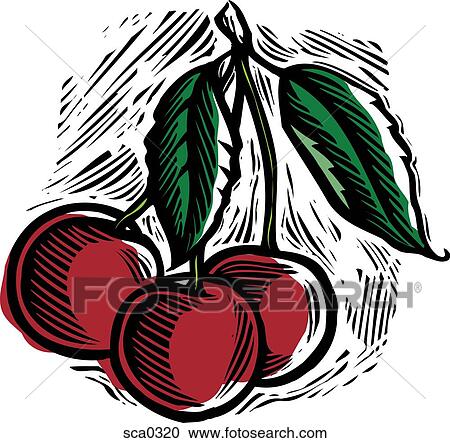 cherries View Large Illustration Clipart - cherries. Fotosearch
