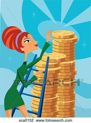 Drawing - climbing the ladder of success. Fotosearch