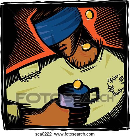 Blind beggar View Large Illustration Drawing - Blind beggar. Fotosearch