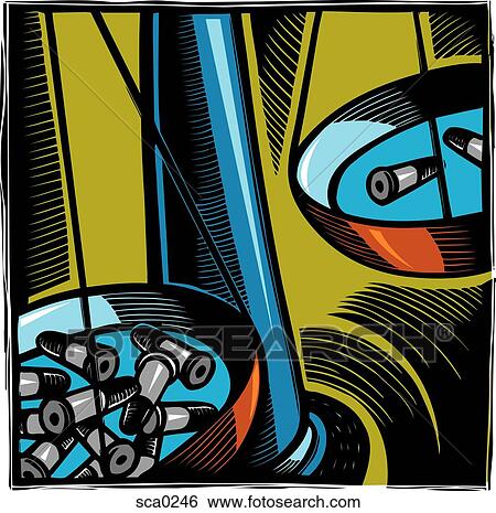 Stock Illustration - Bullets on a scale. Fotosearch