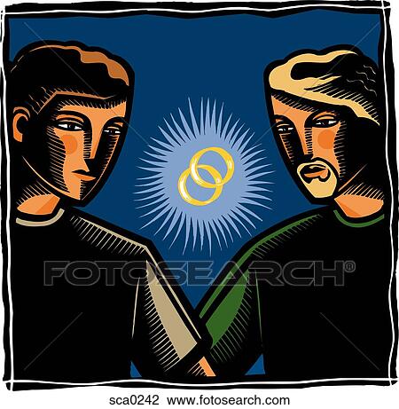 Same sex marriage View Large Illustration Drawing - Same sex marriage. Fotosearch