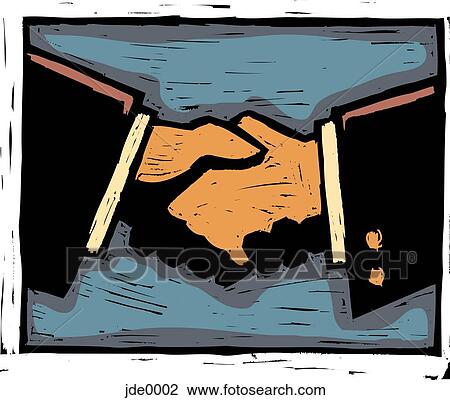 Drawing - handshake. Fotosearch