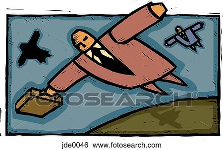 man flying with briefcase View Large Illustration Stock Illustration - man flying with briefcase. Fotosearch