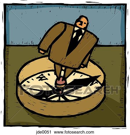 man on a compass View Large Illustration Clip Art - man on a compass. Fotosearch