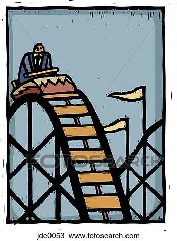 Drawing - man on roller coaster. Fotosearch
