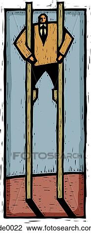 Drawing - stilt walking. Fotosearch