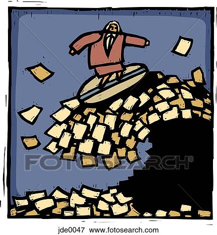 Stock Illustration - woman surfing on paper. Fotosearch