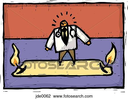 Drawing - Doctor burning the candle at both ends. Fotosearch