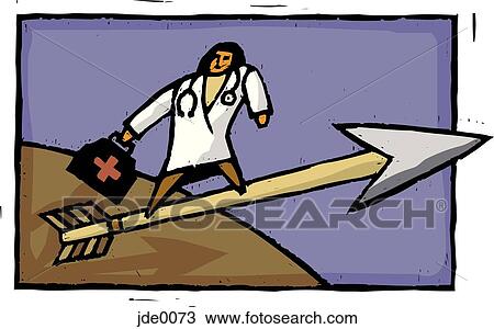Drawing - Doctor on an arrow. Fotosearch