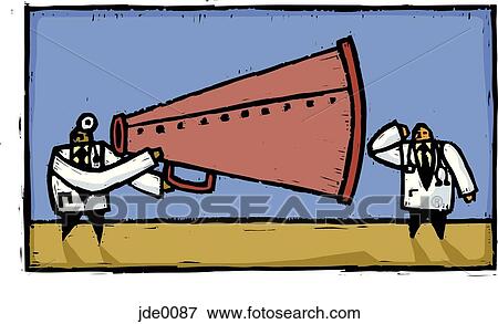 doctor talking through a blow horn View Large Illustration Stock Illustration - doctor talking through a blow horn. Fotosearch