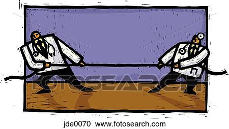 Doctor's playing tug of war View Large Illustration Clipart - Doctor's playing tug of war. Fotosearch