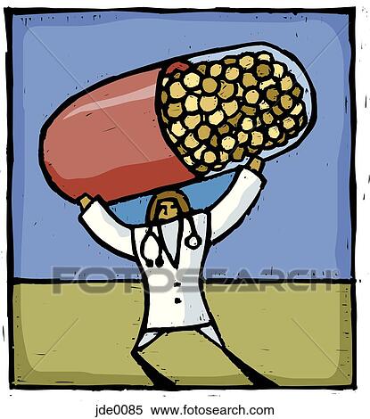 man holding up a giant capsule View Large Illustration Stock Illustration - man holding up a giant capsule. Fotosearch