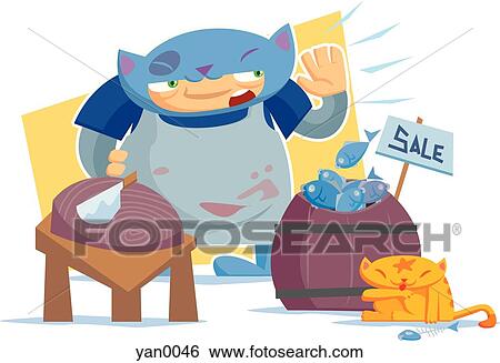 Stock Illustration - fish vendor. Fotosearch