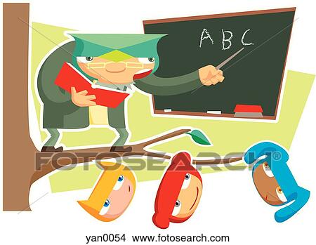 Stock Illustration - teacher and students. Fotosearch