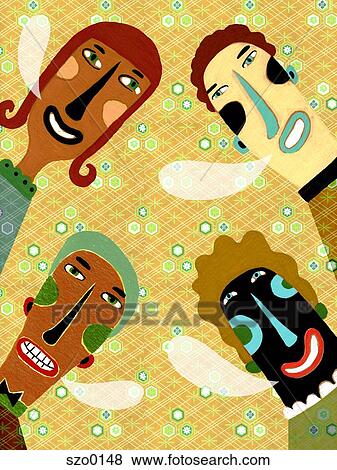 Four people having a conversation View Large Illustration Stock Illustration - Four people having a conversation. Fotosearch