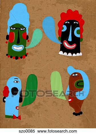 Stock Illustration - Four people having a discussion. Fotosearch