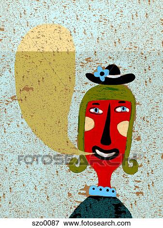 Stock Illustration - Happy woman expressing herself. Fotosearch