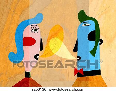 Stock Illustration - Man and Woman talking. Fotosearch