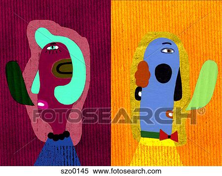 Stock Illustration - Man and Woman with different opinions. Fotosearch