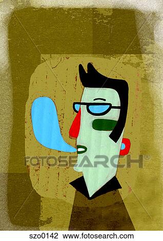 Man wearing sunglasses and talking View Large Illustration Drawing - Man wearing sunglasses and talking. Fotosearch