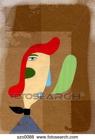 Stock Illustration - Talking woman with red hair. Fotosearch