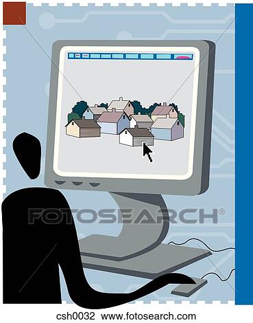 looking for realestate online View Large Illustration Drawing - looking for realestate online. Fotosearch