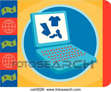Stock Illustration - shopping online for clothes. Fotosearch