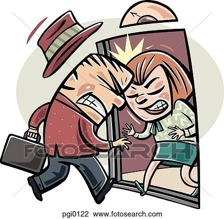 Drawing - bonking heads at the elevator. Fotosearch