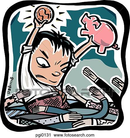 Clip Art - businessman not sharing money. Fotosearch