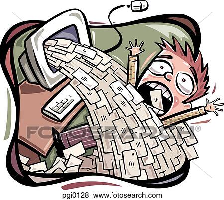 Stock Illustration - man inundated with email. Fotosearch