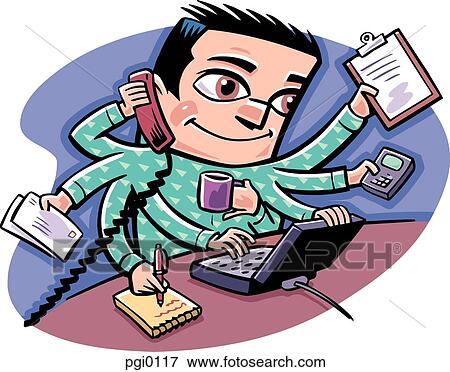 Stock Illustration - multi-tasking businessman. Fotosearch