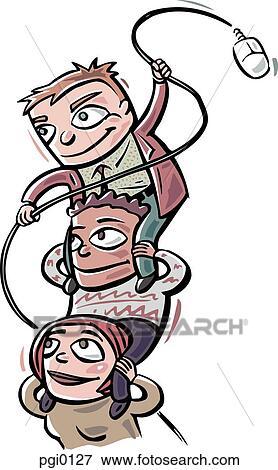Stock Illustration - office piggyback ride. Fotosearch