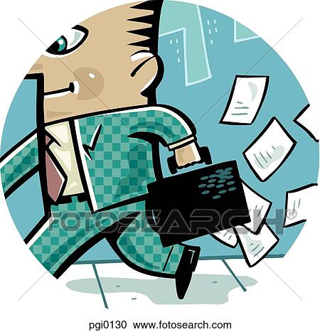 Clipart - paper falling out of businessman's briefcase. Fotosearch
