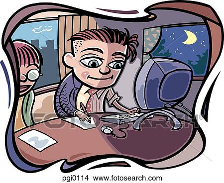 Stock Illustration - working late. Fotosearch