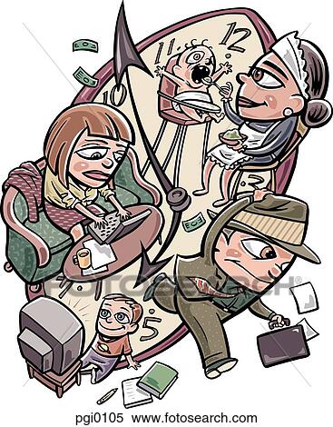 Stock Illustration - working parents. Fotosearch